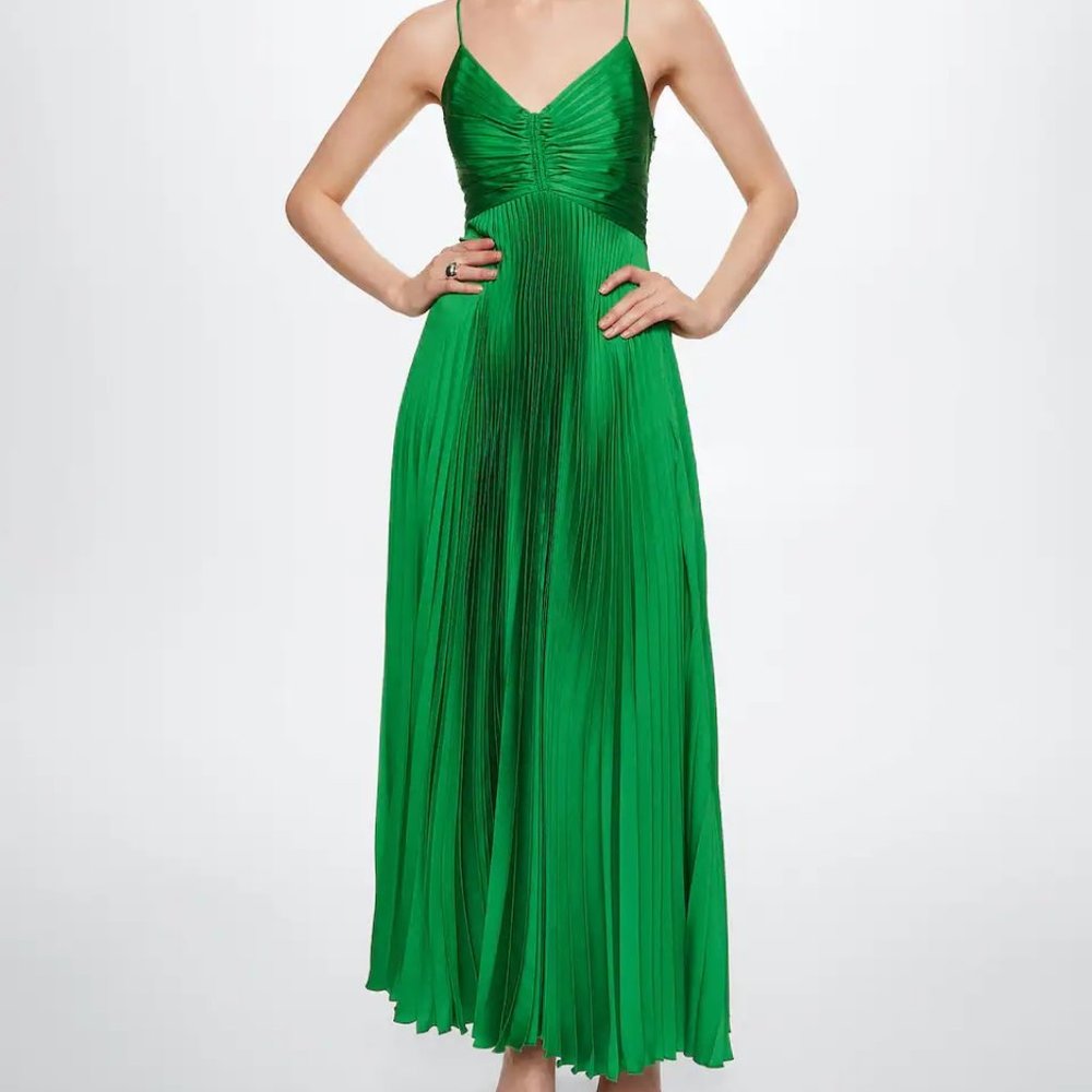 Pleated Satin Dress